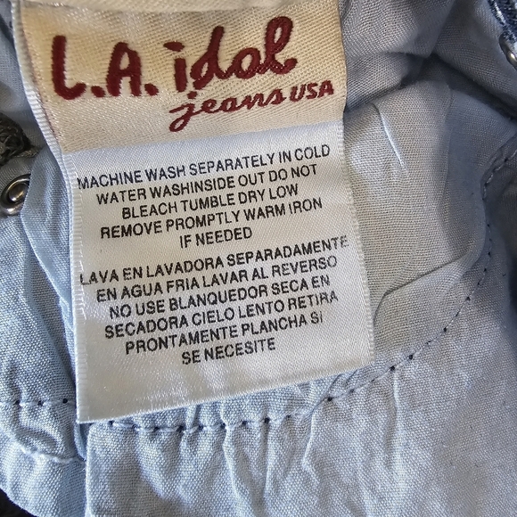 LA Idol Girls Size 12 Capri Jeans Denim Embroidered Bling Pockets Y2K - Picture 14 of 14